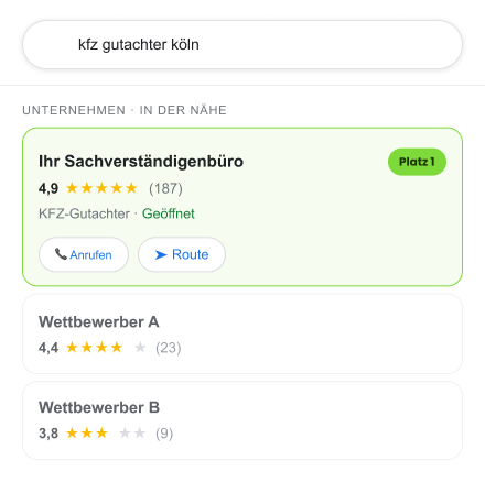 Google-Bewertungen für KFZ-Gutachter mit ReviewBird